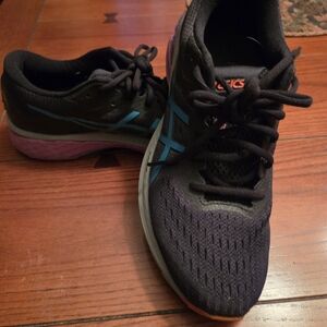 ASICS Women's Athletic Shoes - Black with Blue and Pink Highlights